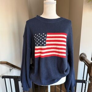 SHEIN Navy American Flag Knit Sweater